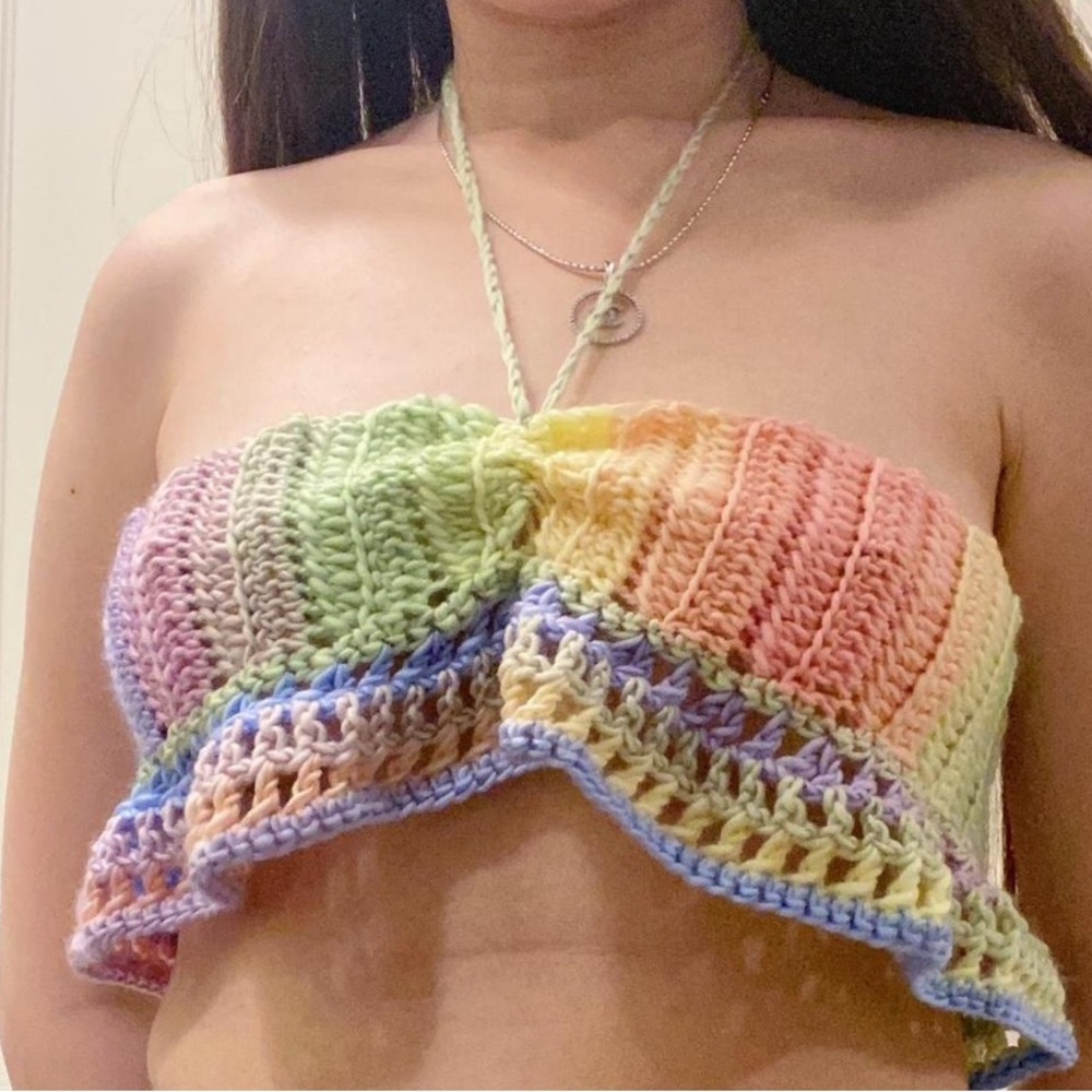 Handmade Rainbow Crochet Halter Top